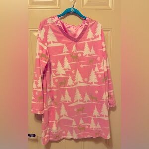 Secret Treasures Fleece Sleep Shirt Pink, White,  Brown Winter Scene Size L/XL
